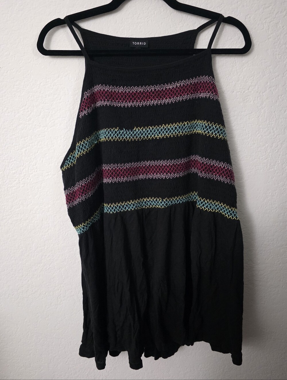 Torrid Black Smocked Halter Top - Crinkle Gauze